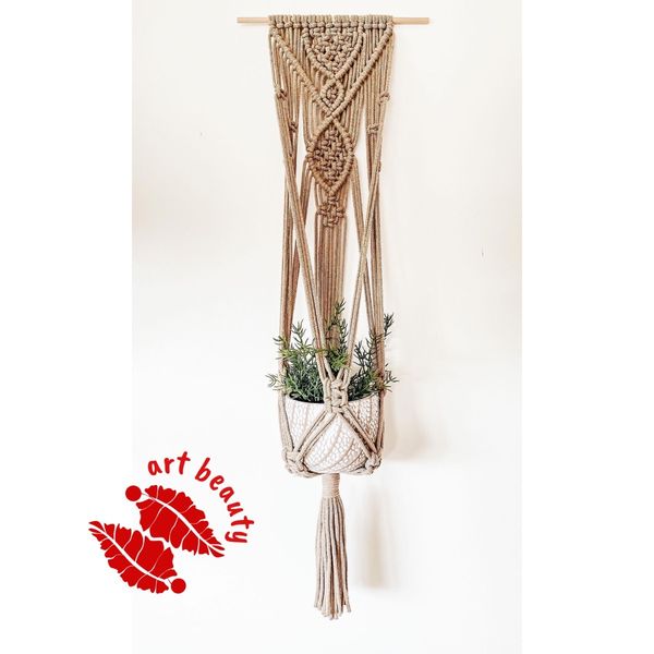 اویز گلدان تزیینی مکرومه طرح تاک