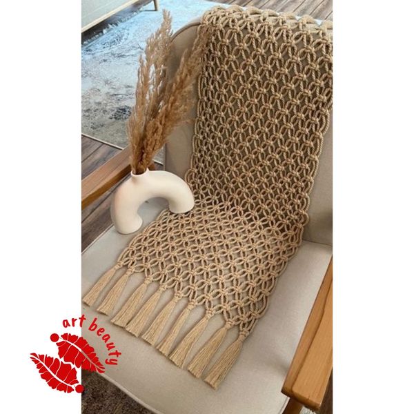 شال مبل مکرومه بافی‌ طرح صحرا