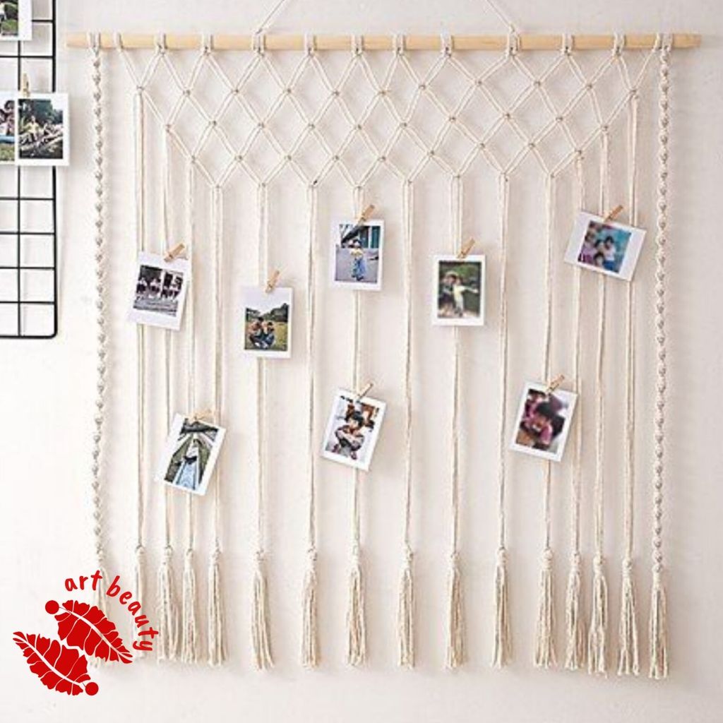 مشخصات دیوارکوب آویز عکس مکرومه طرح خاطرات