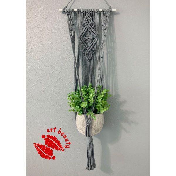 نگهدارنده گلدان مکرومه دکوری طرح داربو