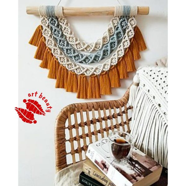 دبوارکوب رنگین کمونی مکرومه طرح دکوری