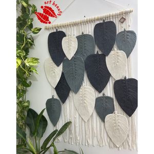 دیوارکوب‌اویز مکرومه پر برگ مدل مدیسا