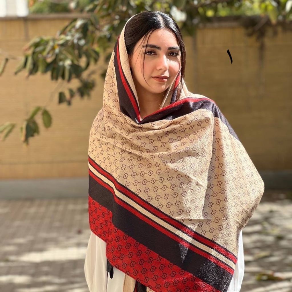 خرید اینترنتی شال مخمل منگوله دار کد 1148