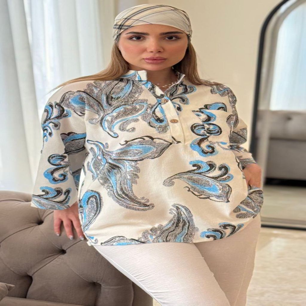 خرید اینترنتی قیمت بلوز دورس دو نخ پنبه لاکرا وارداتی