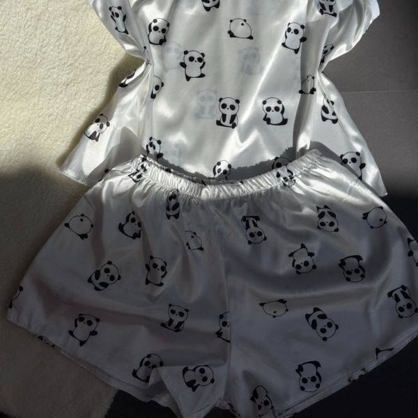 تاپ و شلوارک ساتن پاندا