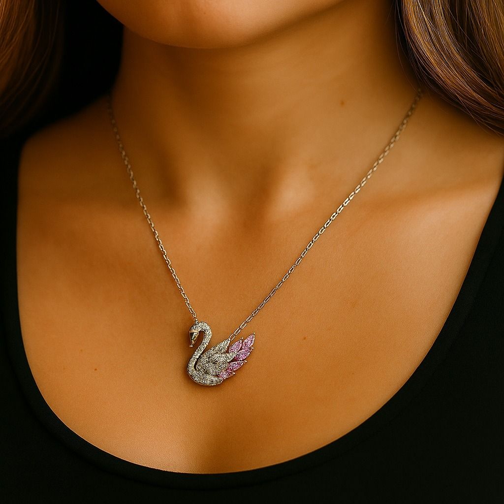 قیمت ارزان گردنبند استیل زنانه قوی صورتی