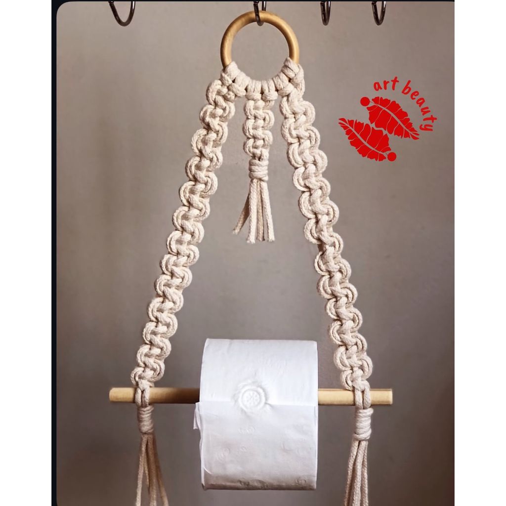 خرید اینترنتی هولدر دستمال مکرومه کاربردی طرح موکا