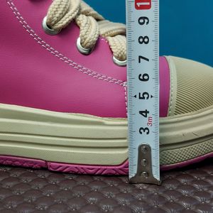 فروش اینترنتی آلستار ساق بلند صورتی چرمی All star