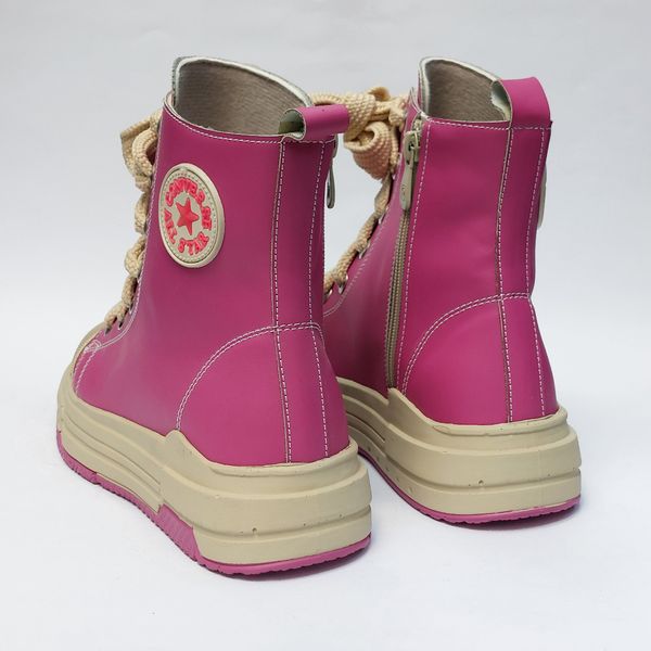 آلستار ساق بلند صورتی چرمی All star