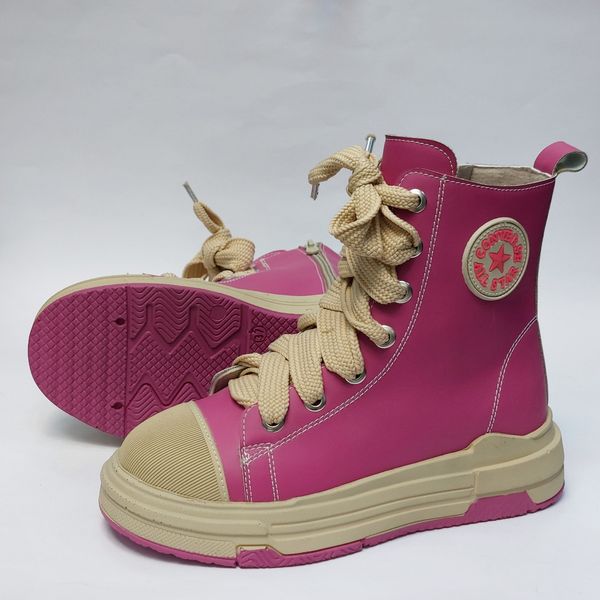 آلستار ساق بلند صورتی چرمی All star