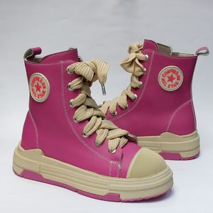 فروش اینترنتی آلستار ساق بلند صورتی چرمی All star