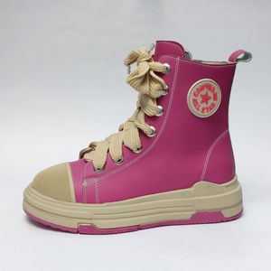 قیمت ارزان آلستار ساق بلند صورتی چرمی All star