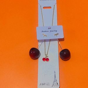 گوشواره و گردنبند آلبالو گیلاس