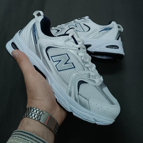 کتونی مردانه نیوبالانس 530 سفید سرمه ای (رنگ اصلی) کیفیت بالا