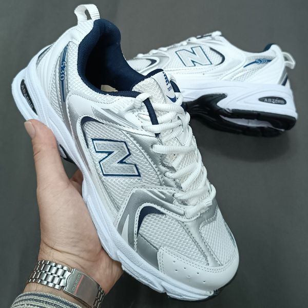 کتونی مردانه نیوبالانس 530 سفید سرمه ای (رنگ اصلی) کیفیت بالا