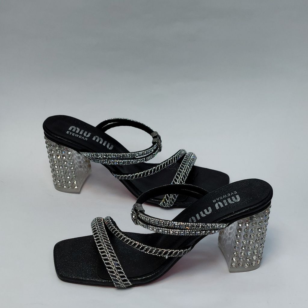 قیمت کفش مجلسی زنانه پاشنه بلند نگین دار سه بندی