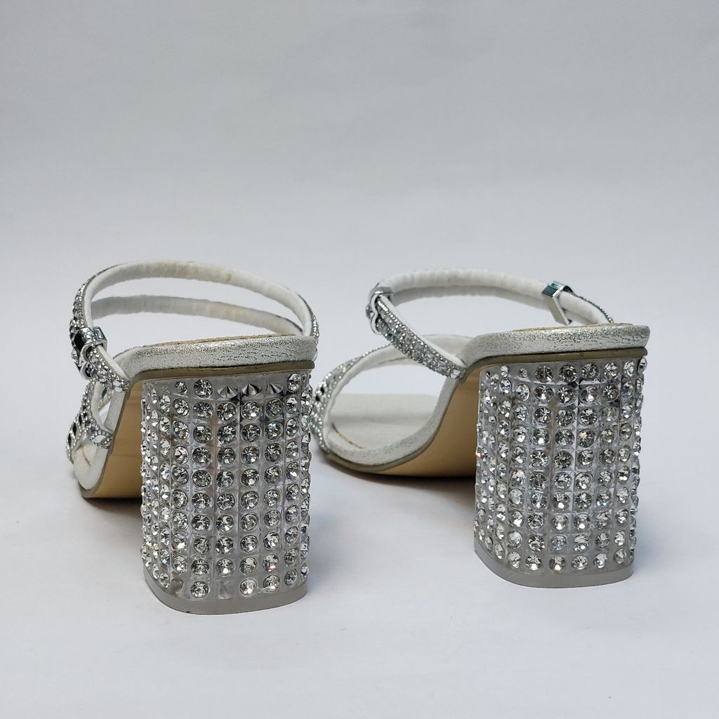 خرید انلاین کفش مجلسی زنانه پاشنه بلند نگین دار سه بندی شیک