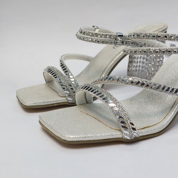 کفش مجلسی زنانه پاشنه بلند نگین دار سه بندی شیک