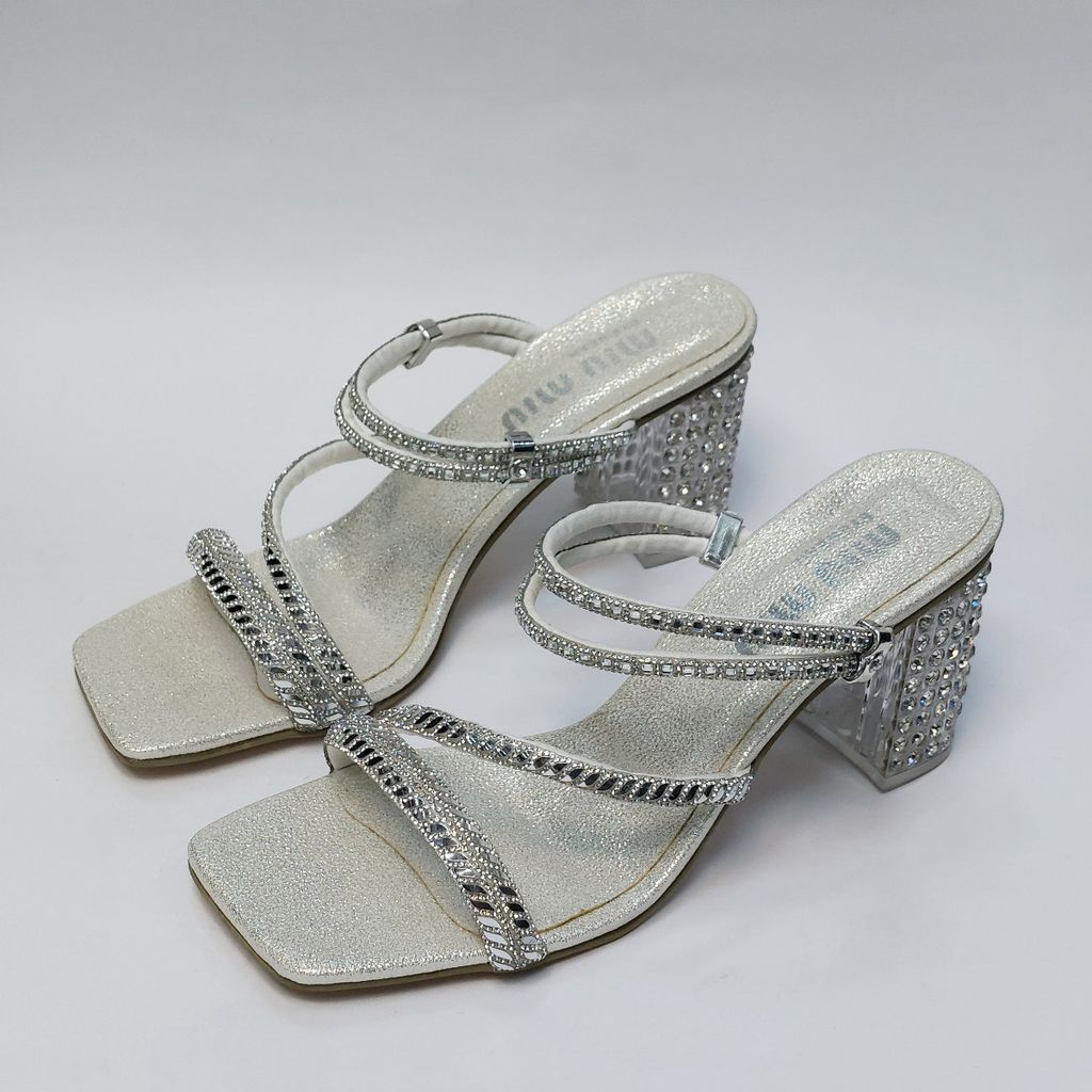 خرید آنلاین کفش مجلسی زنانه پاشنه بلند نگین دار سه بندی شیک