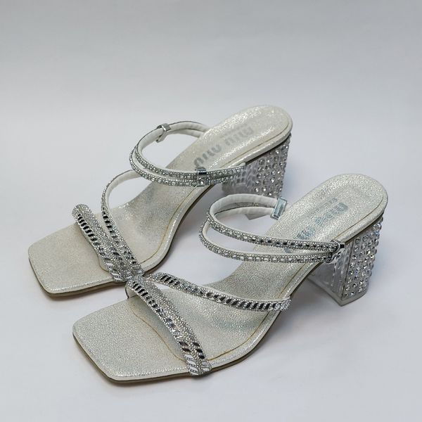 کفش مجلسی زنانه پاشنه بلند نگین دار سه بندی شیک