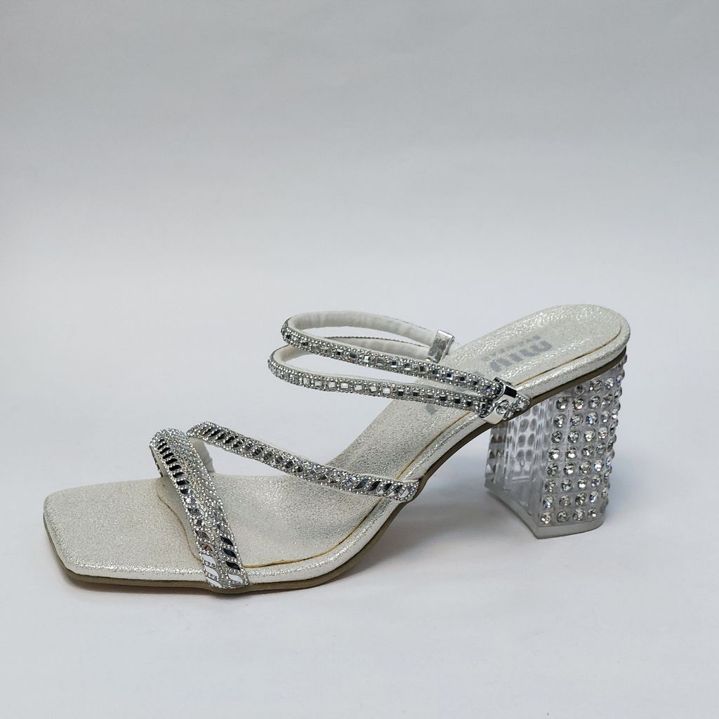 قیمت ارزان کفش مجلسی زنانه پاشنه بلند نگین دار سه بندی شیک