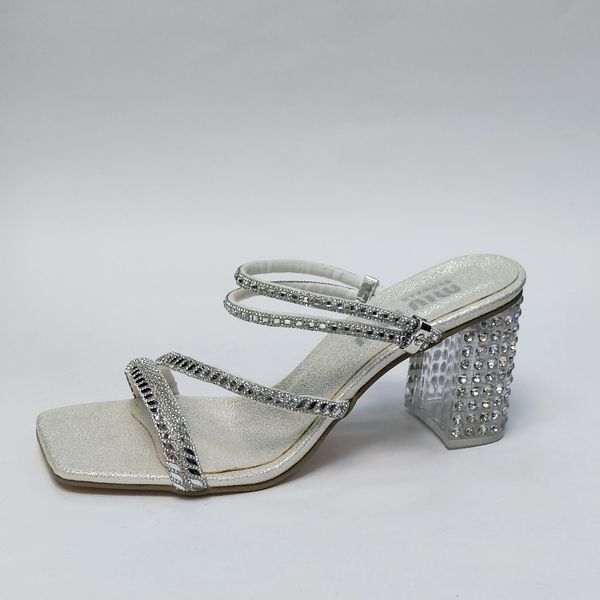 کفش مجلسی زنانه پاشنه بلند نگین دار سه بندی شیک