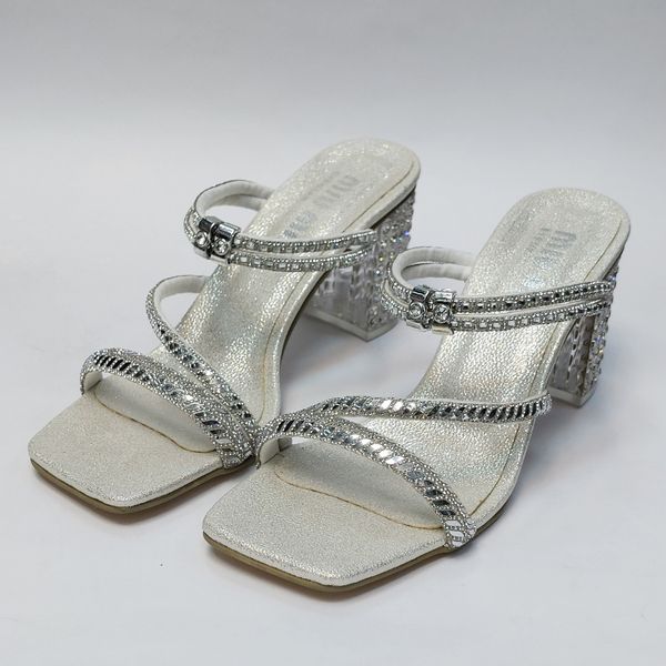 کفش مجلسی زنانه پاشنه بلند نگین دار سه بندی شیک