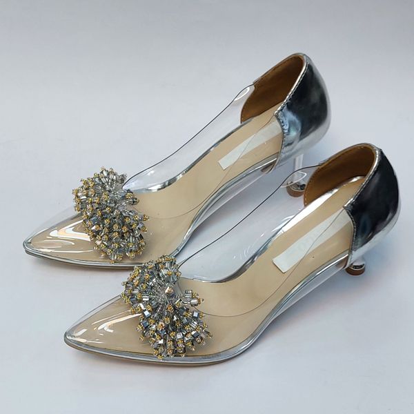 کفش مجلسی زنانه پاشنه بلند طلقی مانگو نقره ای