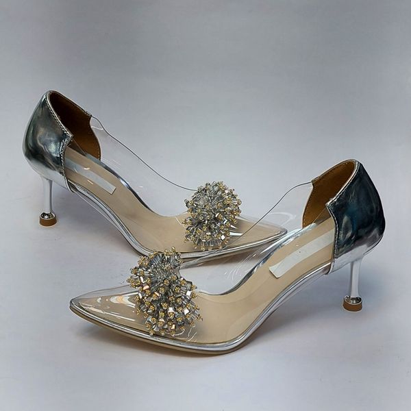 کفش مجلسی زنانه پاشنه بلند طلقی مانگو نقره ای