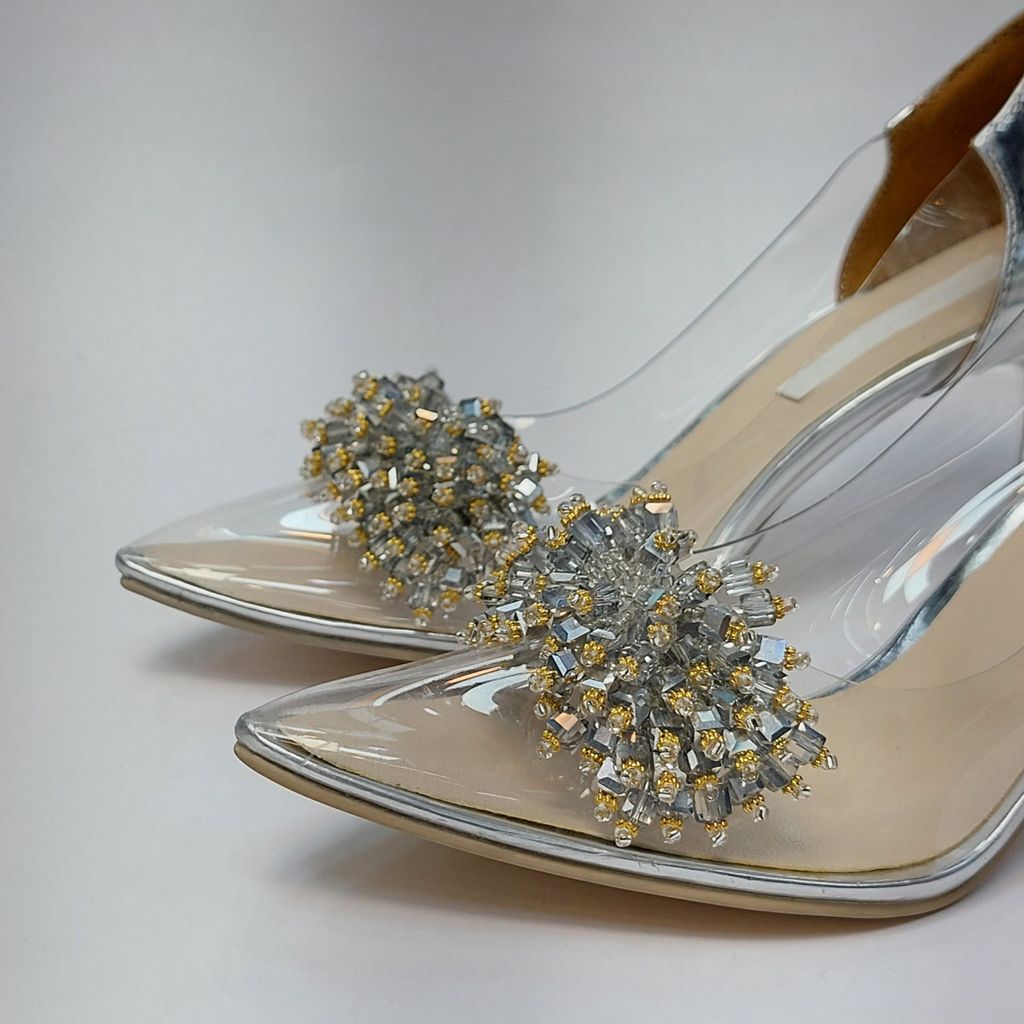 قیمت کفش مجلسی زنانه پاشنه بلند طلقی مانگو نقره ای