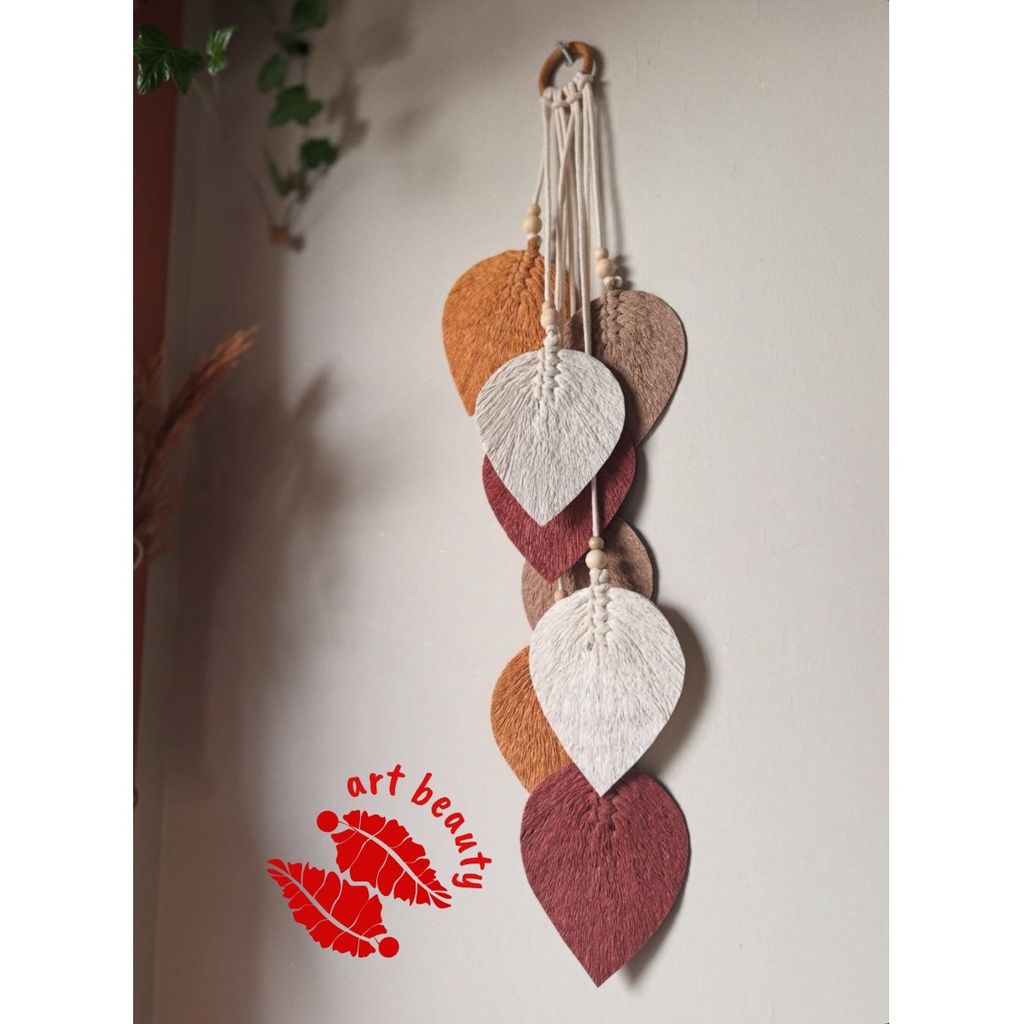 قیمت دیوارکوب برگ اویز مکرومه طرح ماهلین