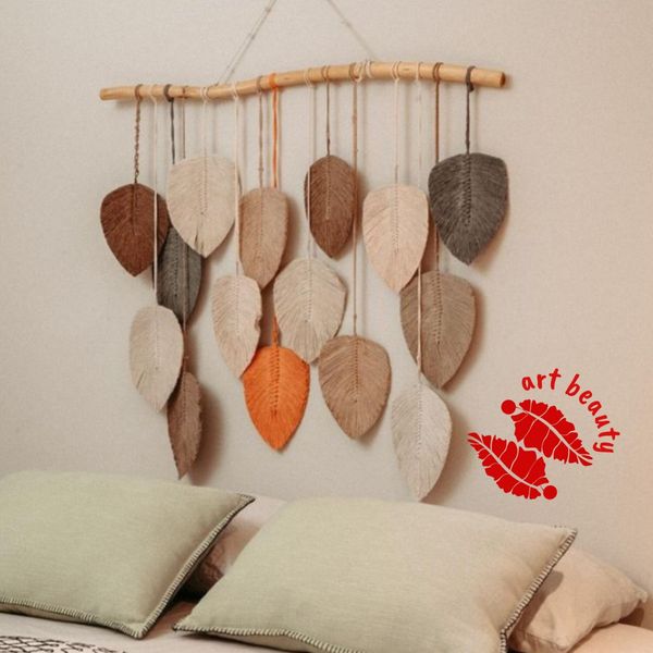 دیوارکوب برگ مکرومه بافی دکوراتیو طرح مستانه