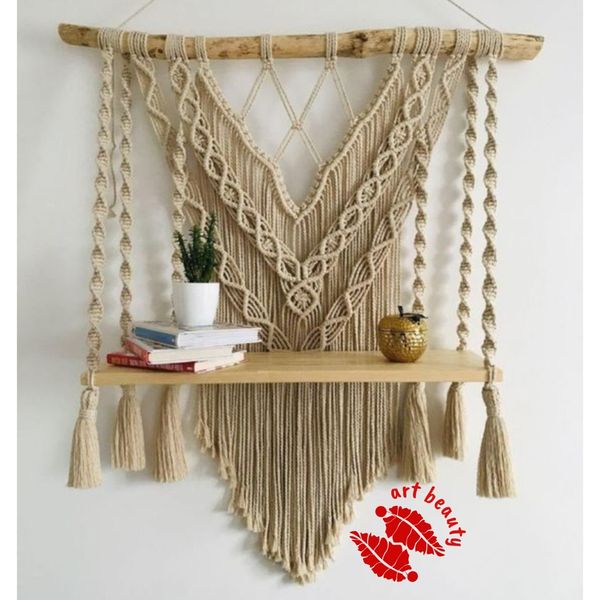 شلف چوبی مکرومه بافی طرح باربد