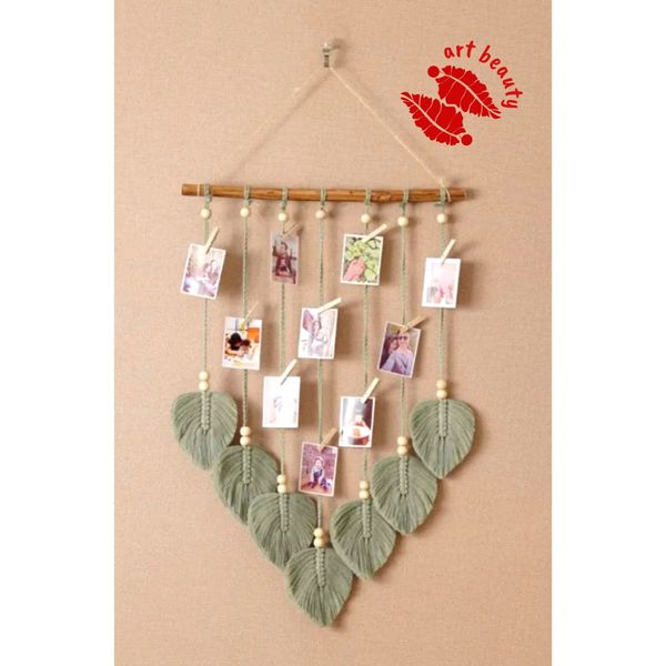 آویز عکس برگ‌مکرومه بافی طرح خاطره