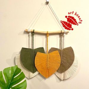 دکور برگ مکرومه با چوب طبیعی مدل سایه