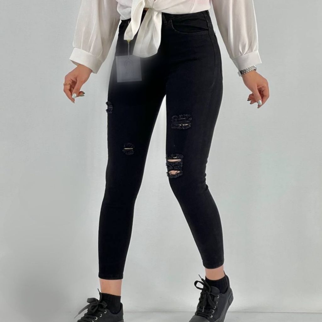 خرید انلاین شلوار جین مشکی اسکینی زاپدار