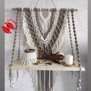 شلف چوبی مکرومه مدرنیته طرح آسنا