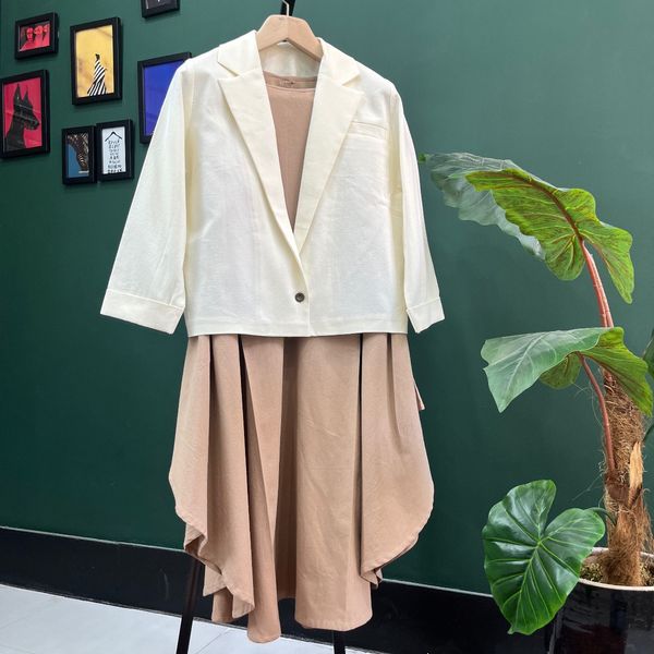 ست کت و‌سارافون لینن زنانه