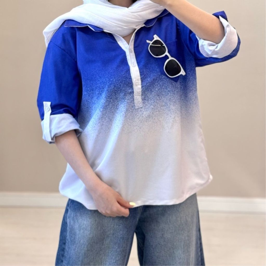 فروش اینترنتی شومیز آبرنگی یقه‌دار ستلند