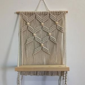 خرید انلاین شلف کاربردی چوبی مکرومه بافی طرح صنوبر