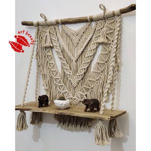 شلف لاکچری چوبی مکرومه بافی طرح ارتیست