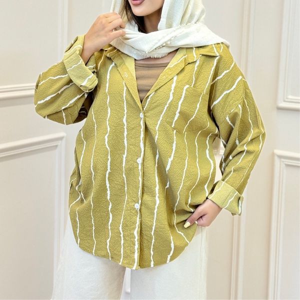 شومیز راه راه زیتونی ستلند