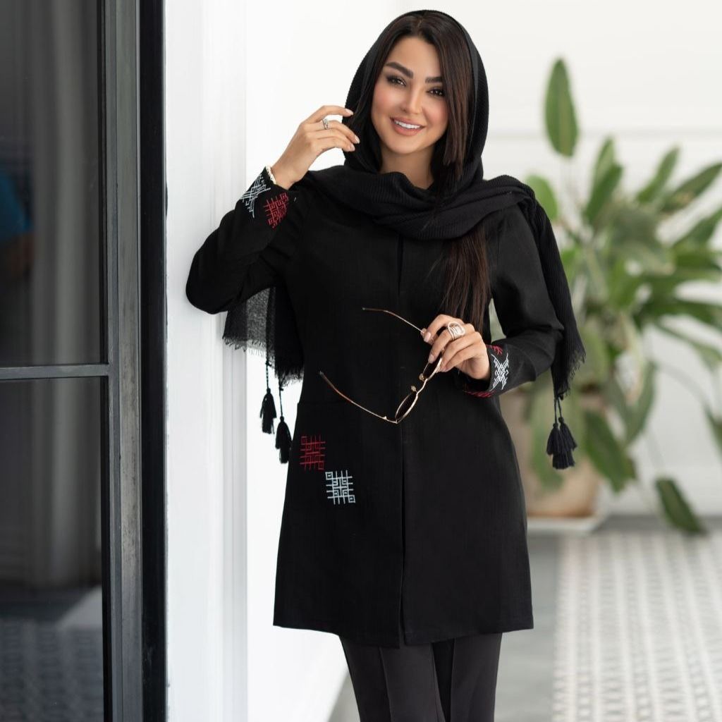 قیمت ارزان مانتو شانتون گلدوزی