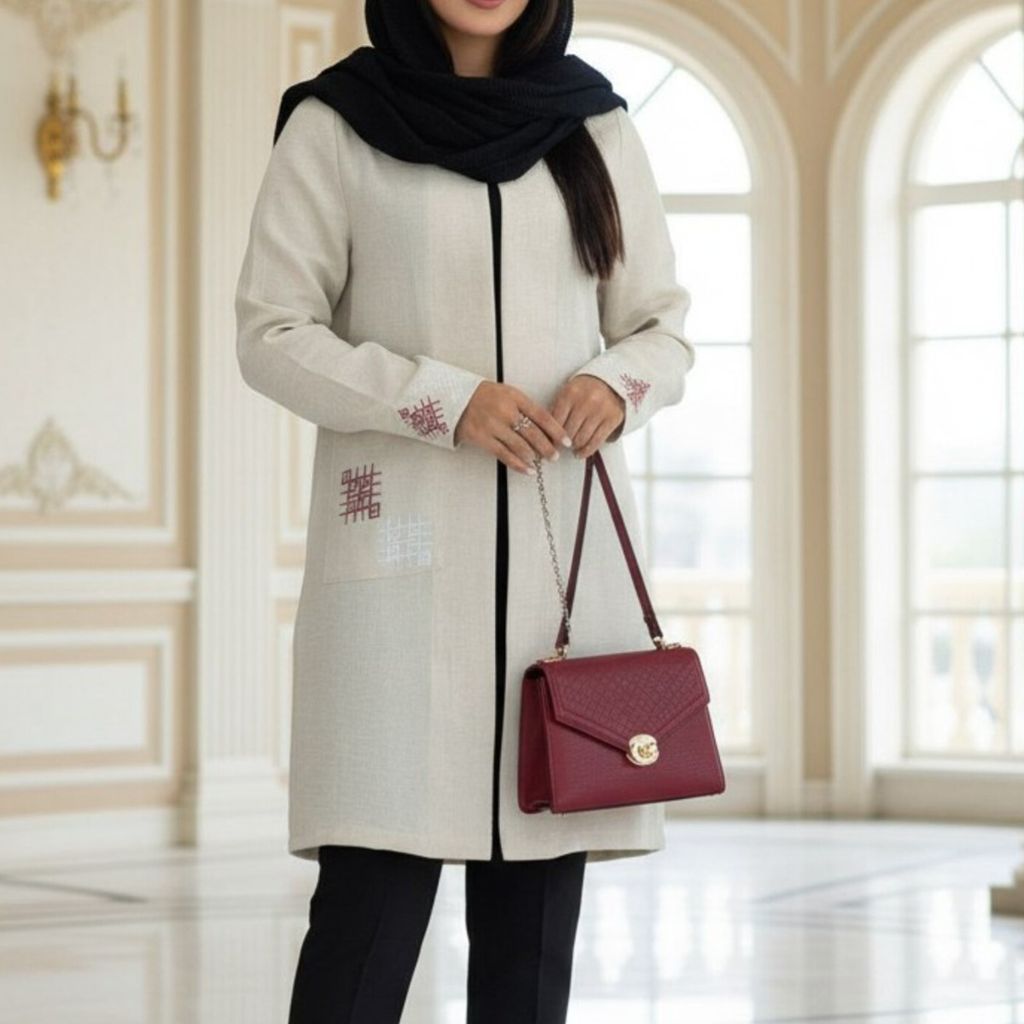 قیمت ارزان مانتو شانتون گلدوزی