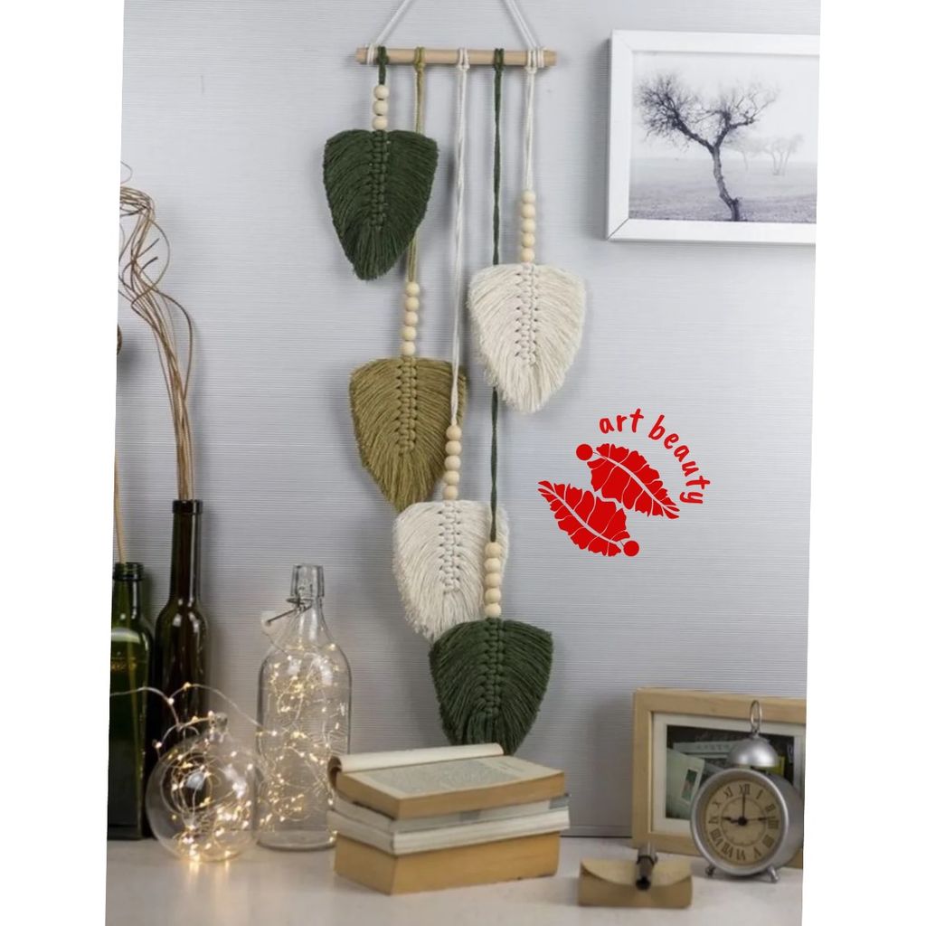 قیمت ارزان دیوارکوب برگ مهره دار مکرومه طرح بهارانه