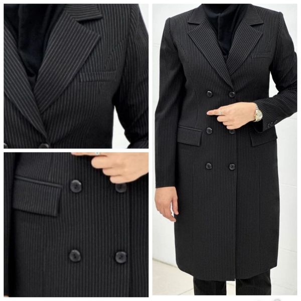 مانتو شلوار اداری دکمه مشکی