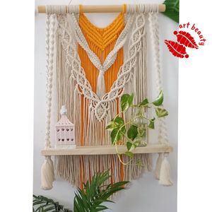 شلف چوبی مکرومه دکوری مدل مینو