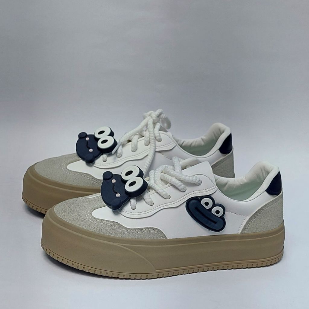 خرید انلاین کتونی ونس قورباغه دخترانه کرم سرمه ای