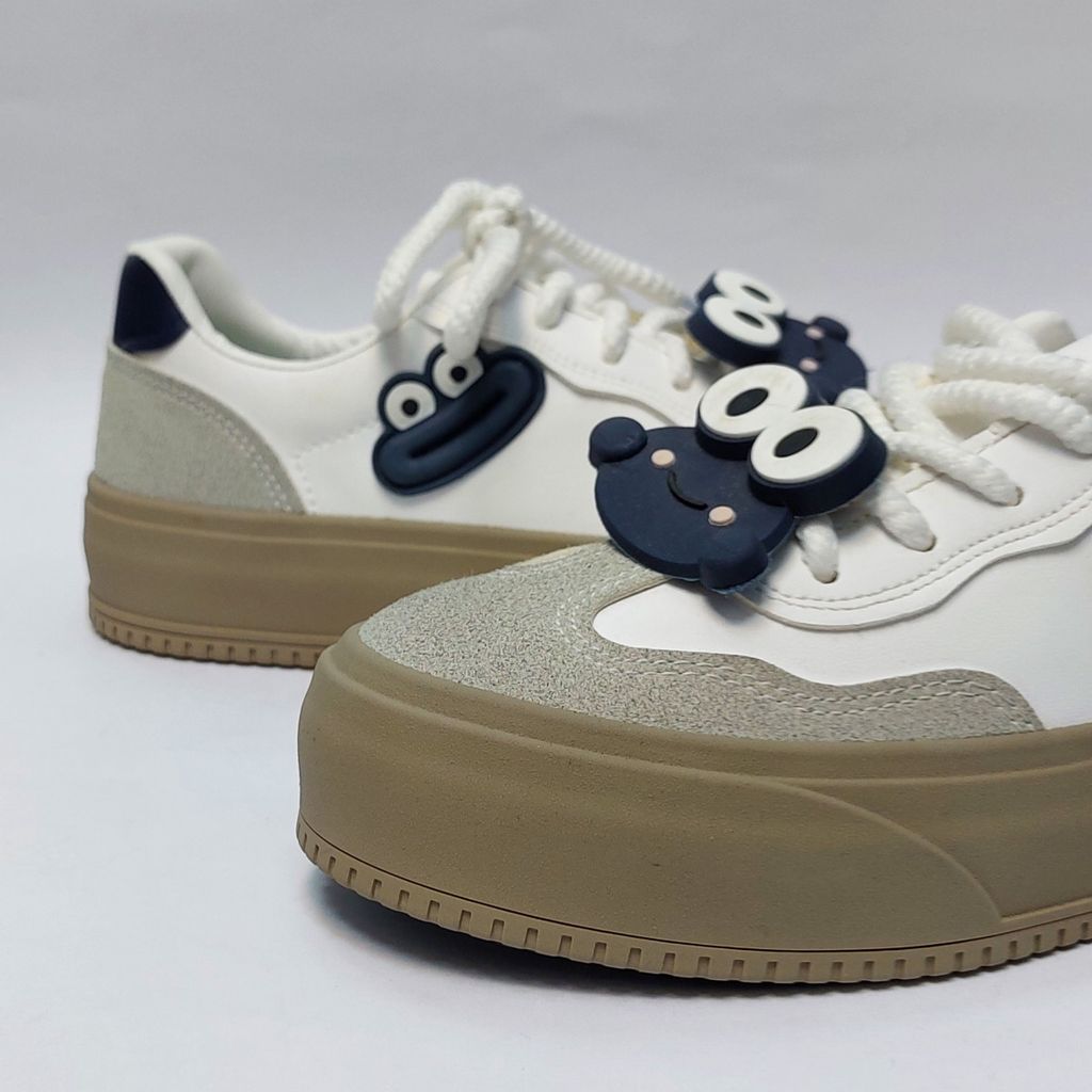 خرید اینترنتی کتونی ونس قورباغه دخترانه کرم سرمه ای