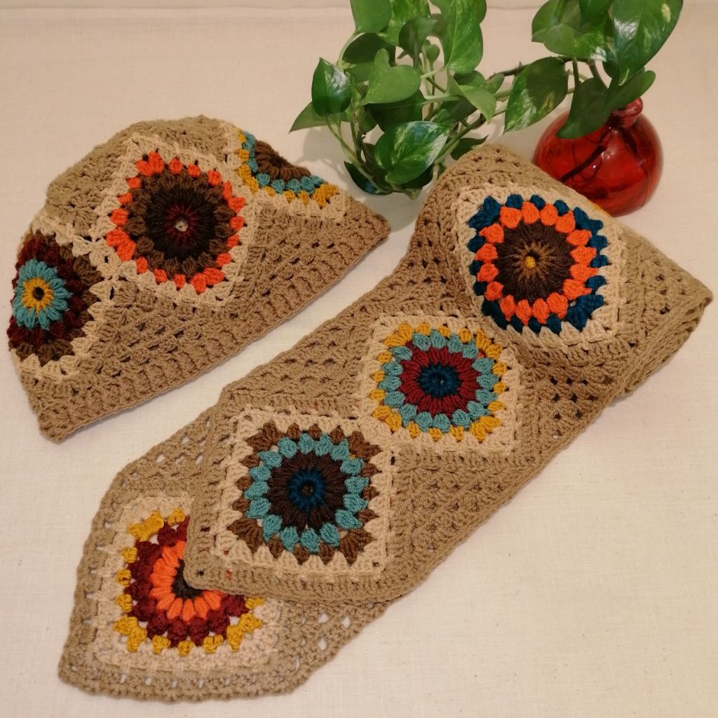 خرید انلاین ست شالگردن و کلاه زنانه دستبافت کد 0614